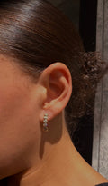 Oval Bezel Hoop Diamond Earrings