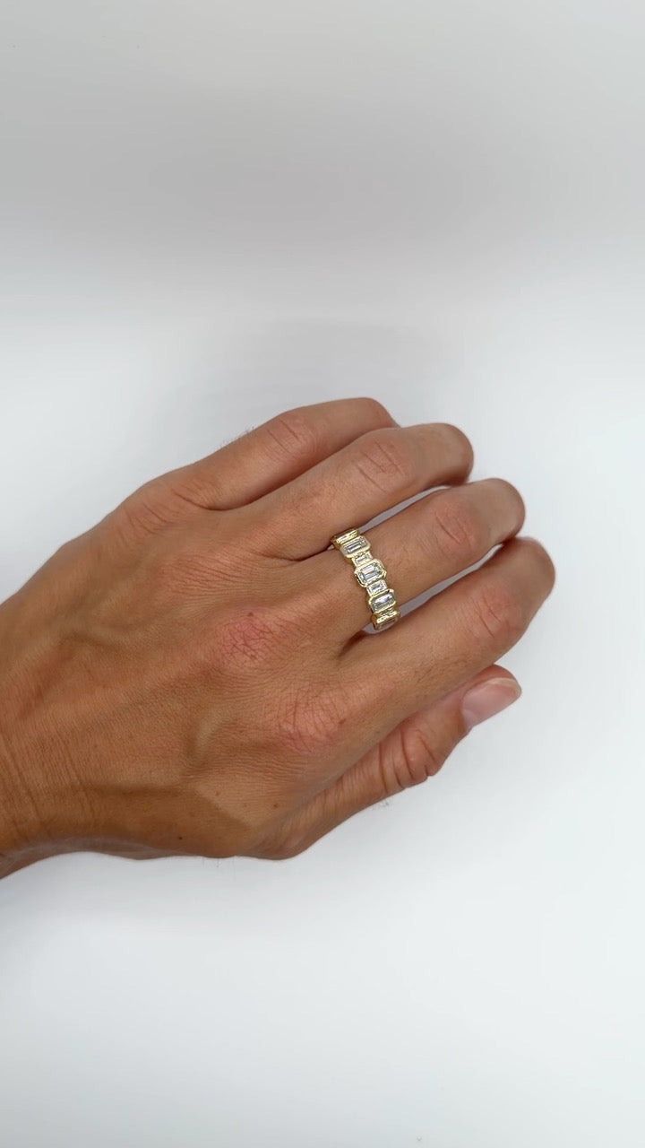 Alternating Emerald Cut Lab Diamond Ring