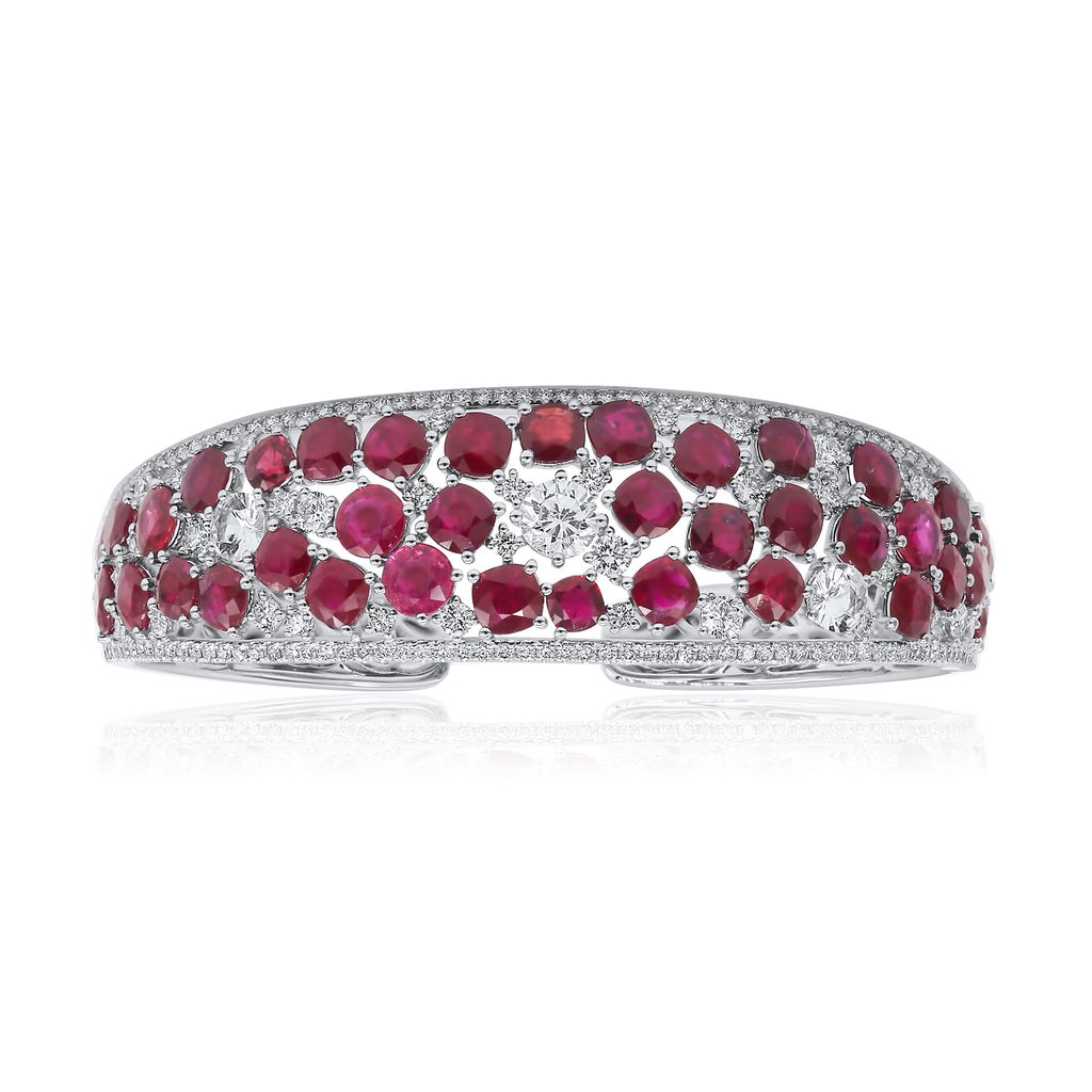Ruby, Diamond, and White Sapphire Statement Cuff