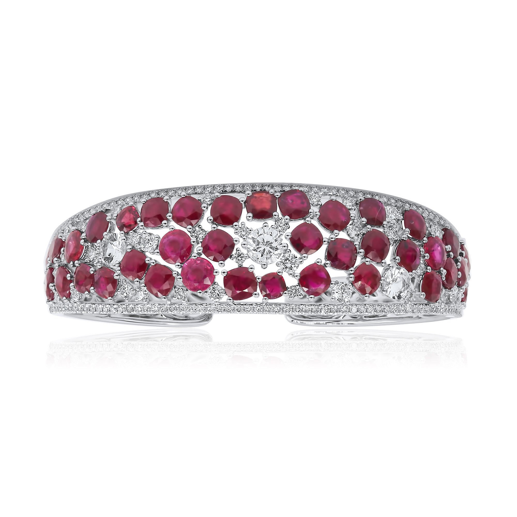 Ruby, Diamond, and White Sapphire Statement Cuff