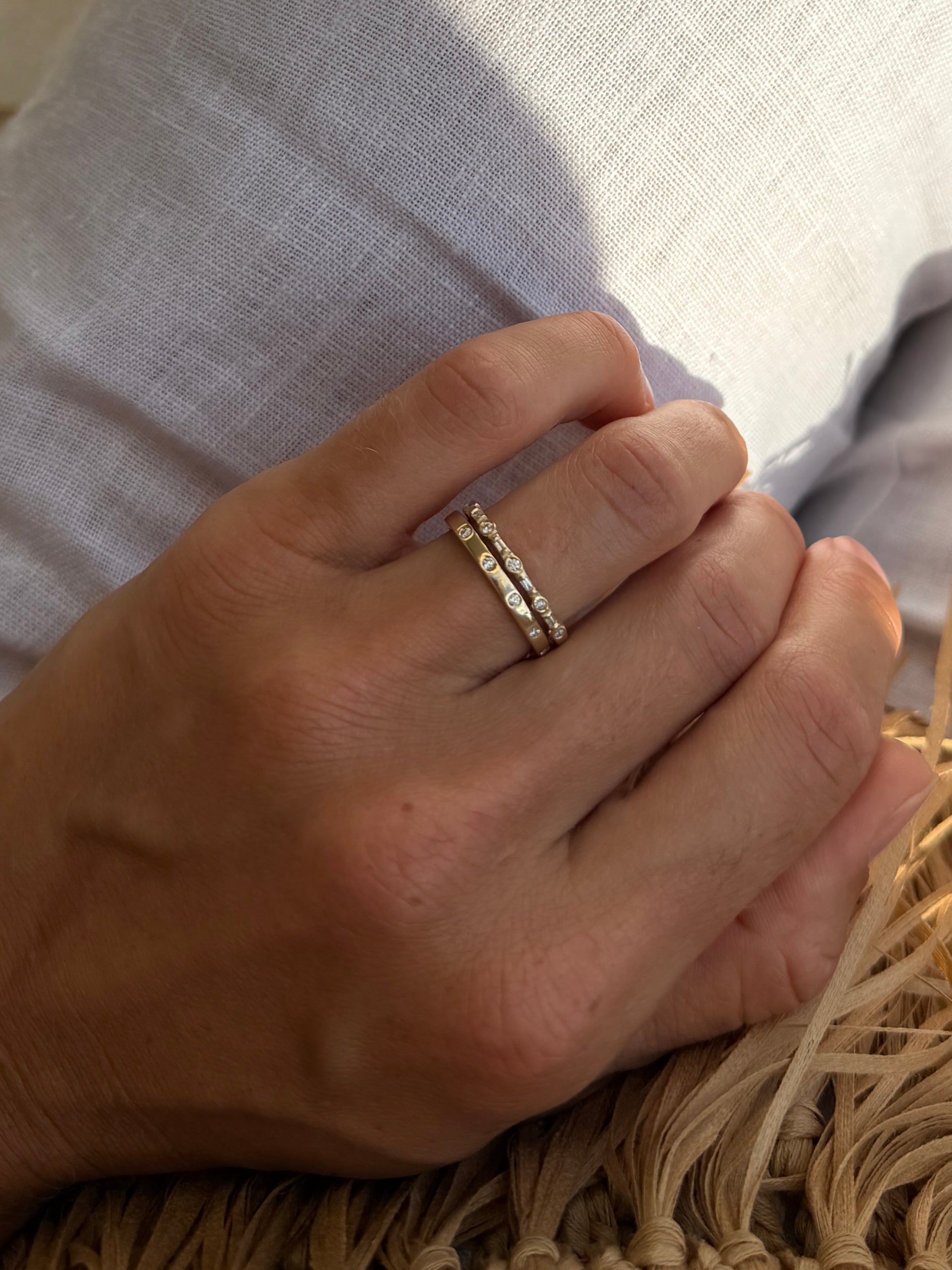 Baguette and Round Dainty Diamond Ring