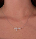 Horizontal Diamond Cross Necklace