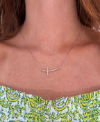 Horizontal Diamond Cross Necklace