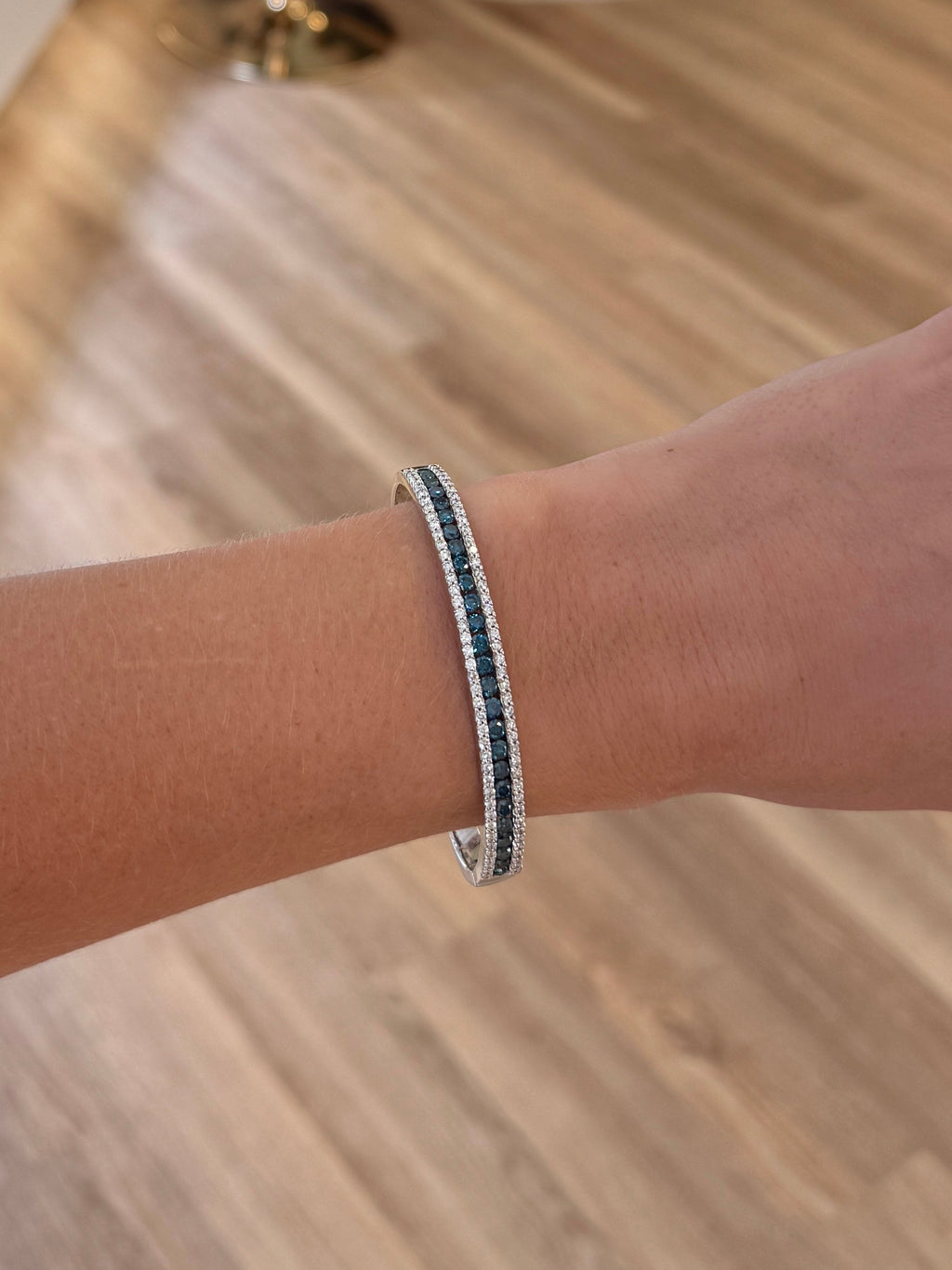 Round Blue Diamond Bangle