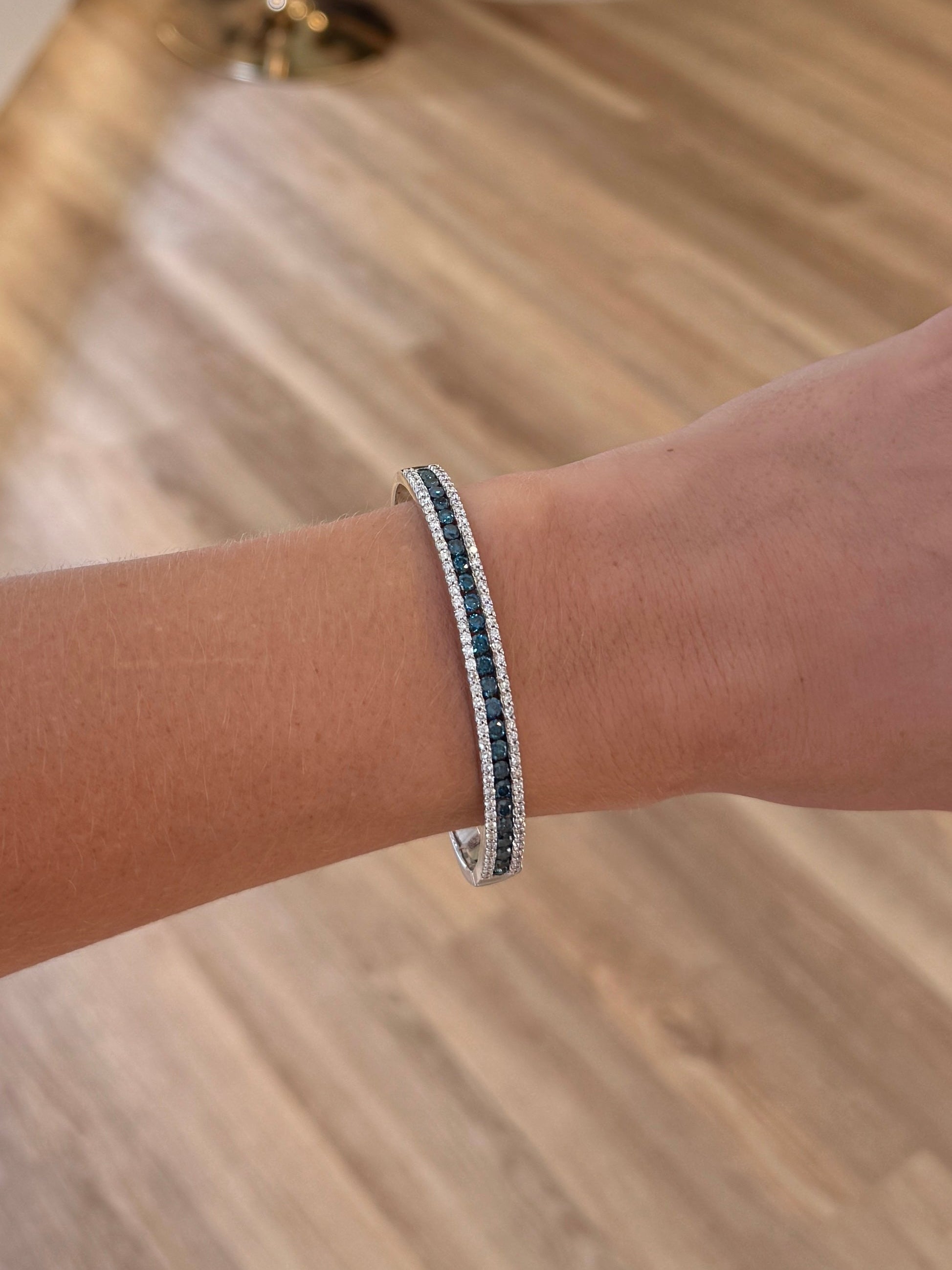 Round Blue Diamond Bangle