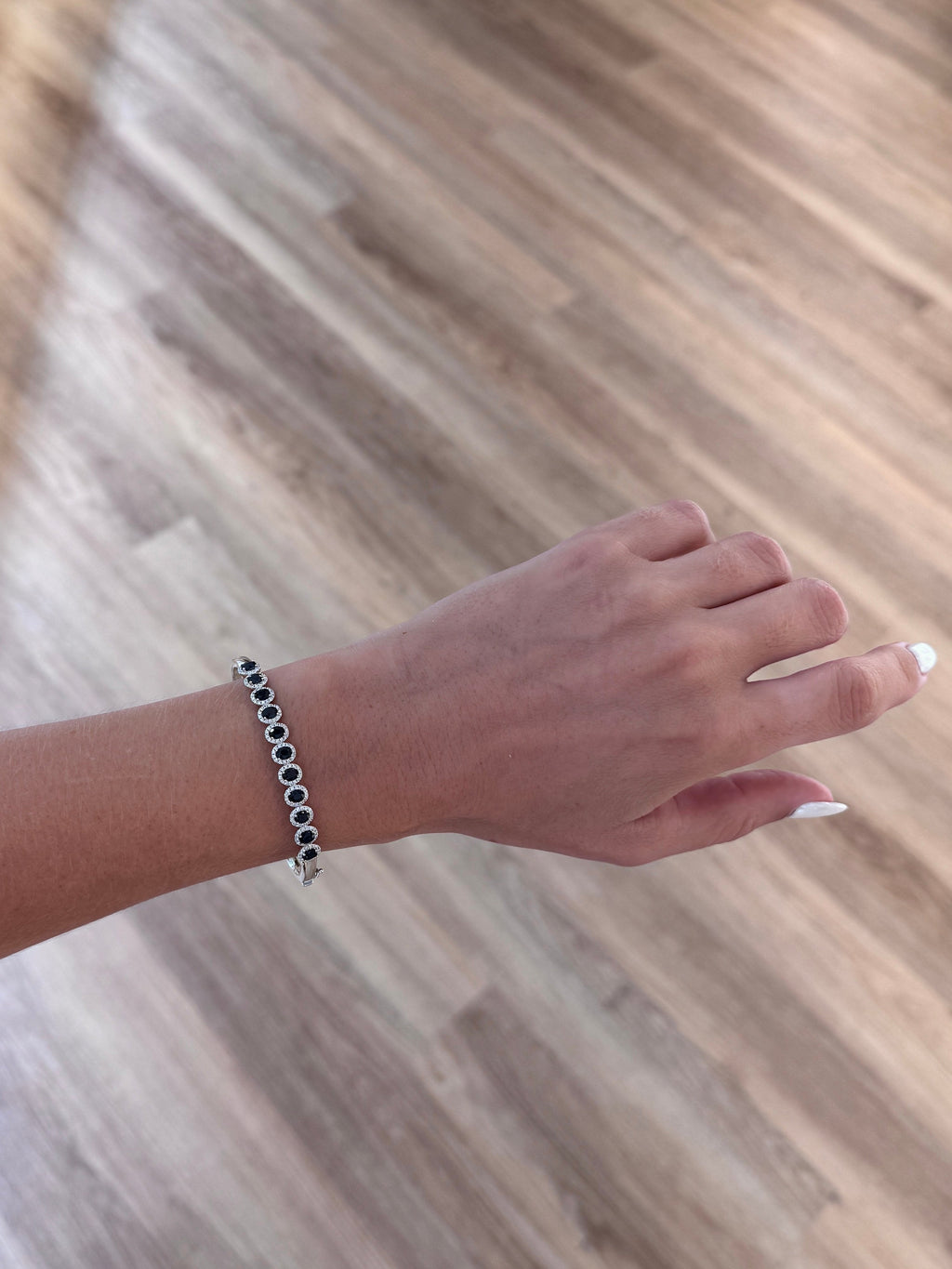 Oval Sapphires & Diamond Halo Bangle