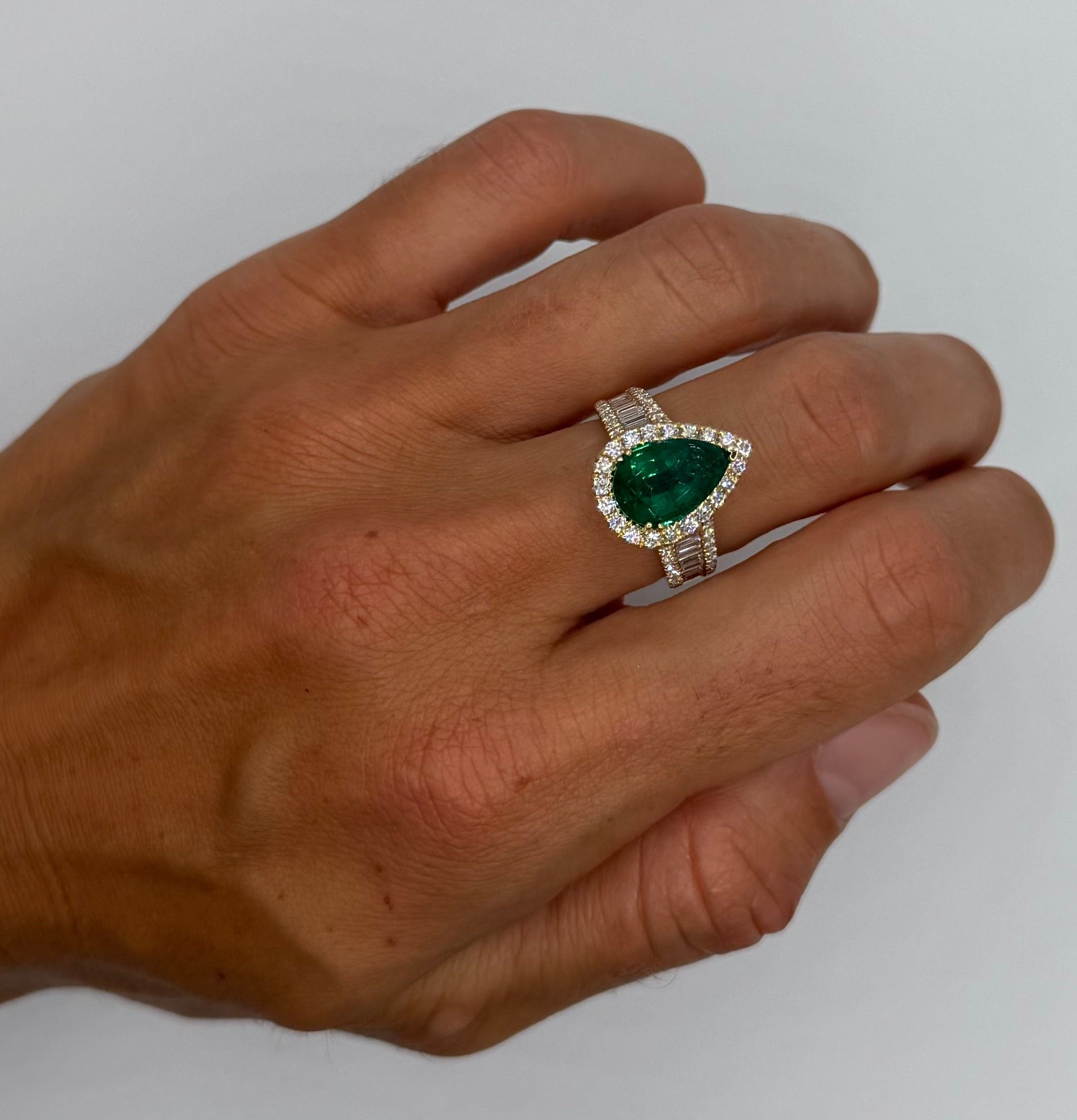 Pear Zambian Emerald Cocktail Ring