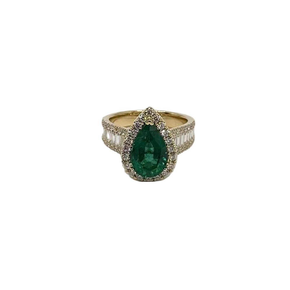 Pear Zambian Emerald Cocktail Ring