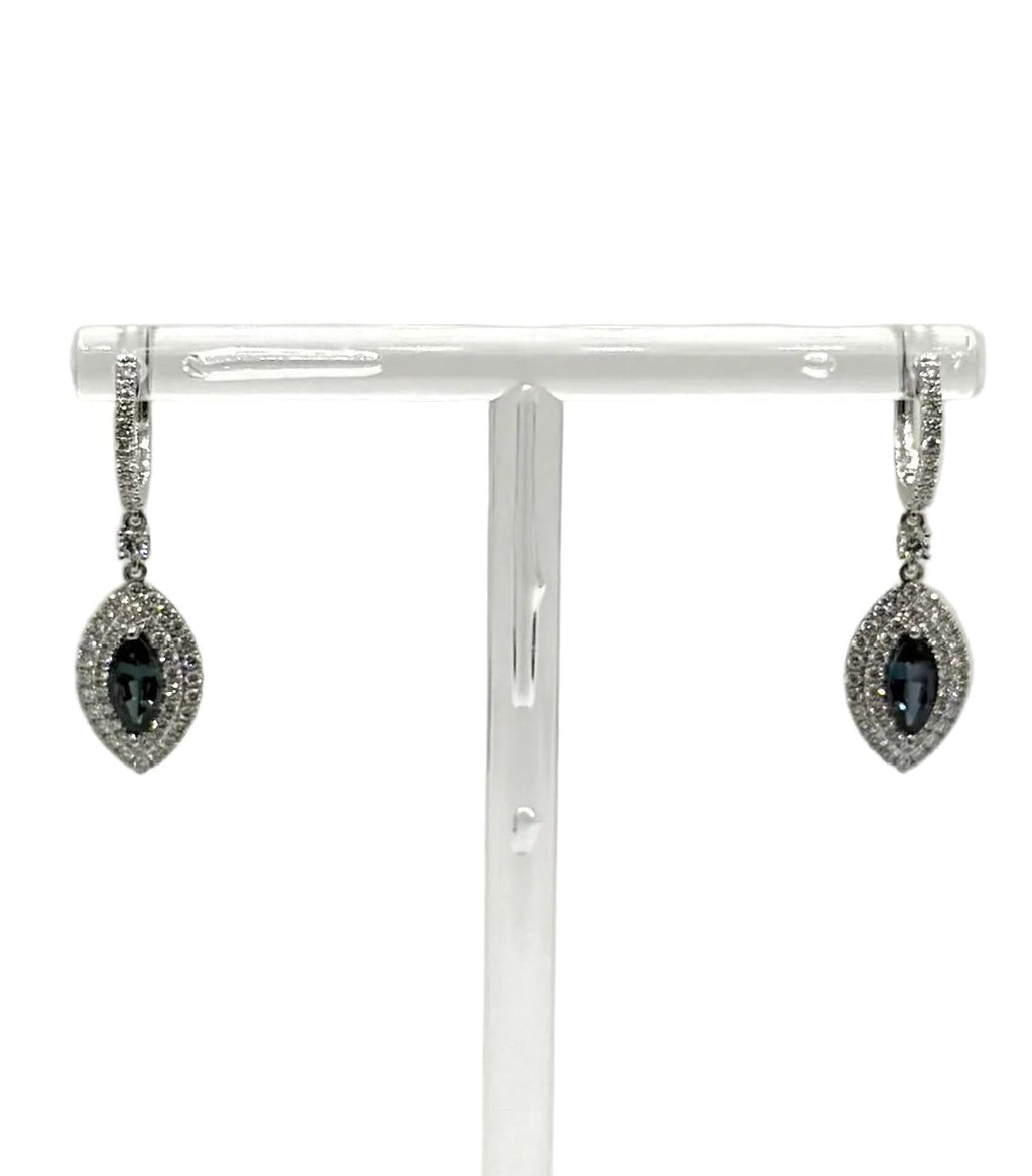 GUB Certified Marquise Alexandrite Drop Earrings