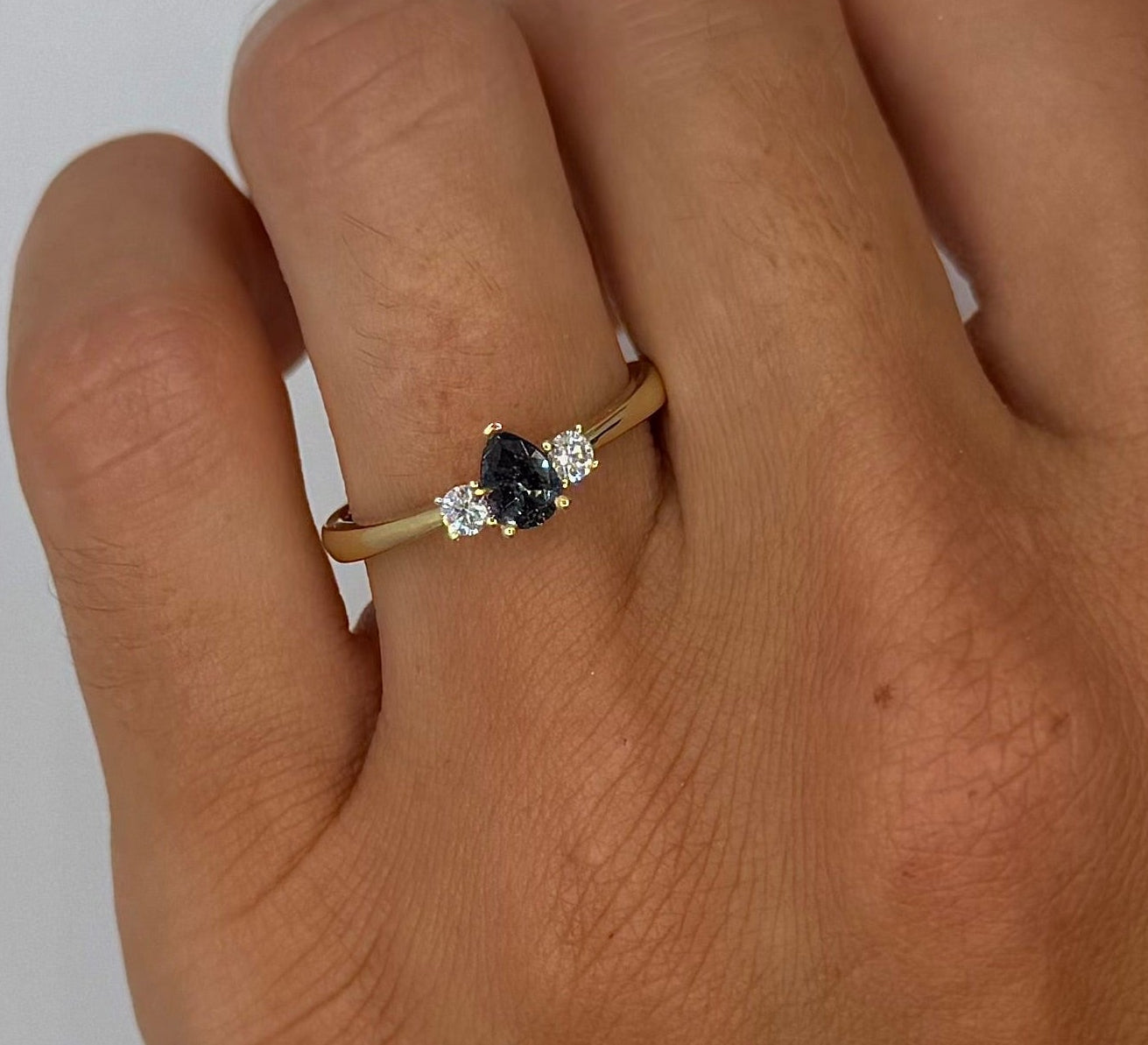 Dainty IGI Pear Shaped Alexandrite Ring