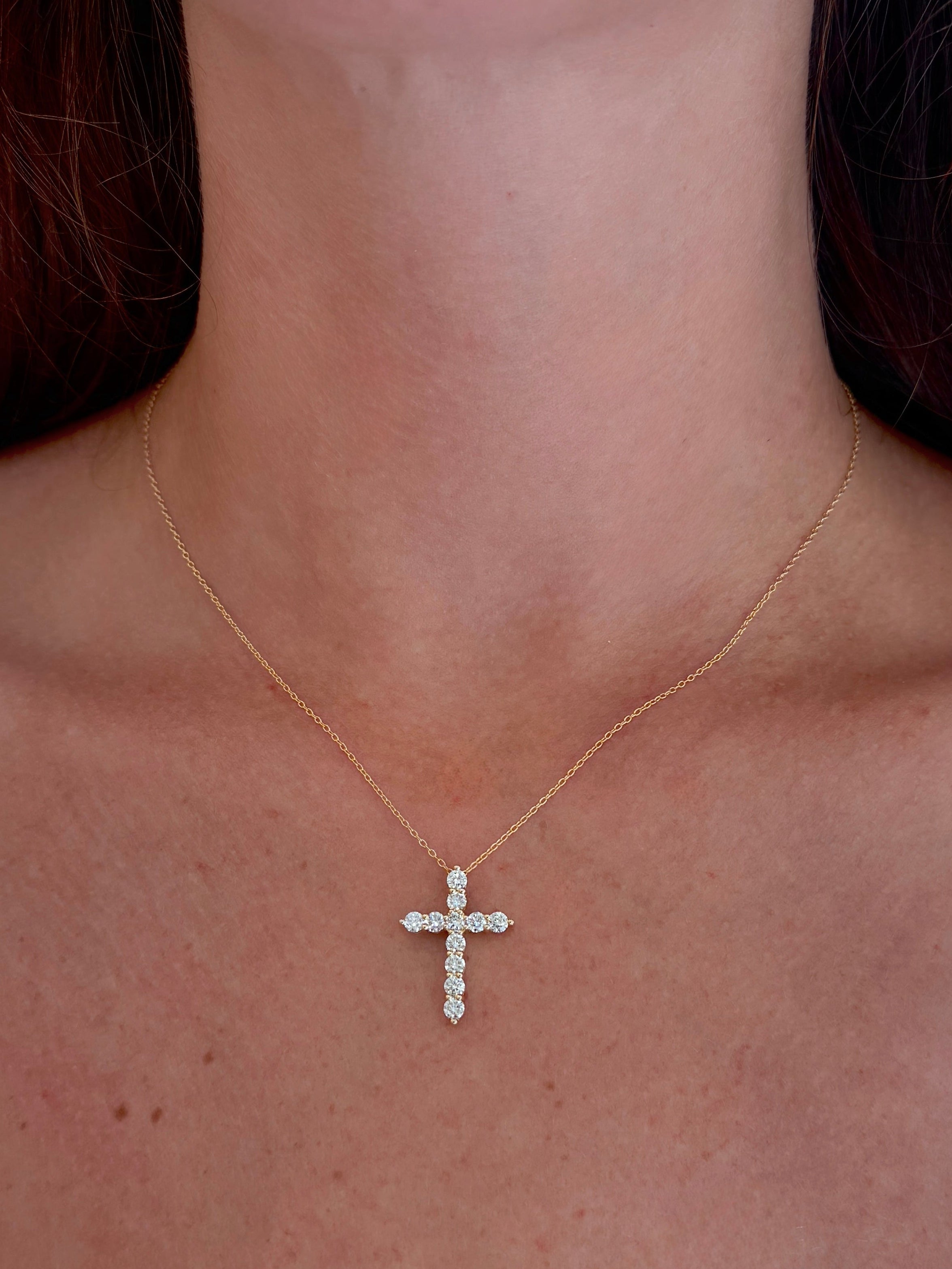 Cross Pendant Necklace - Lab Diamonds