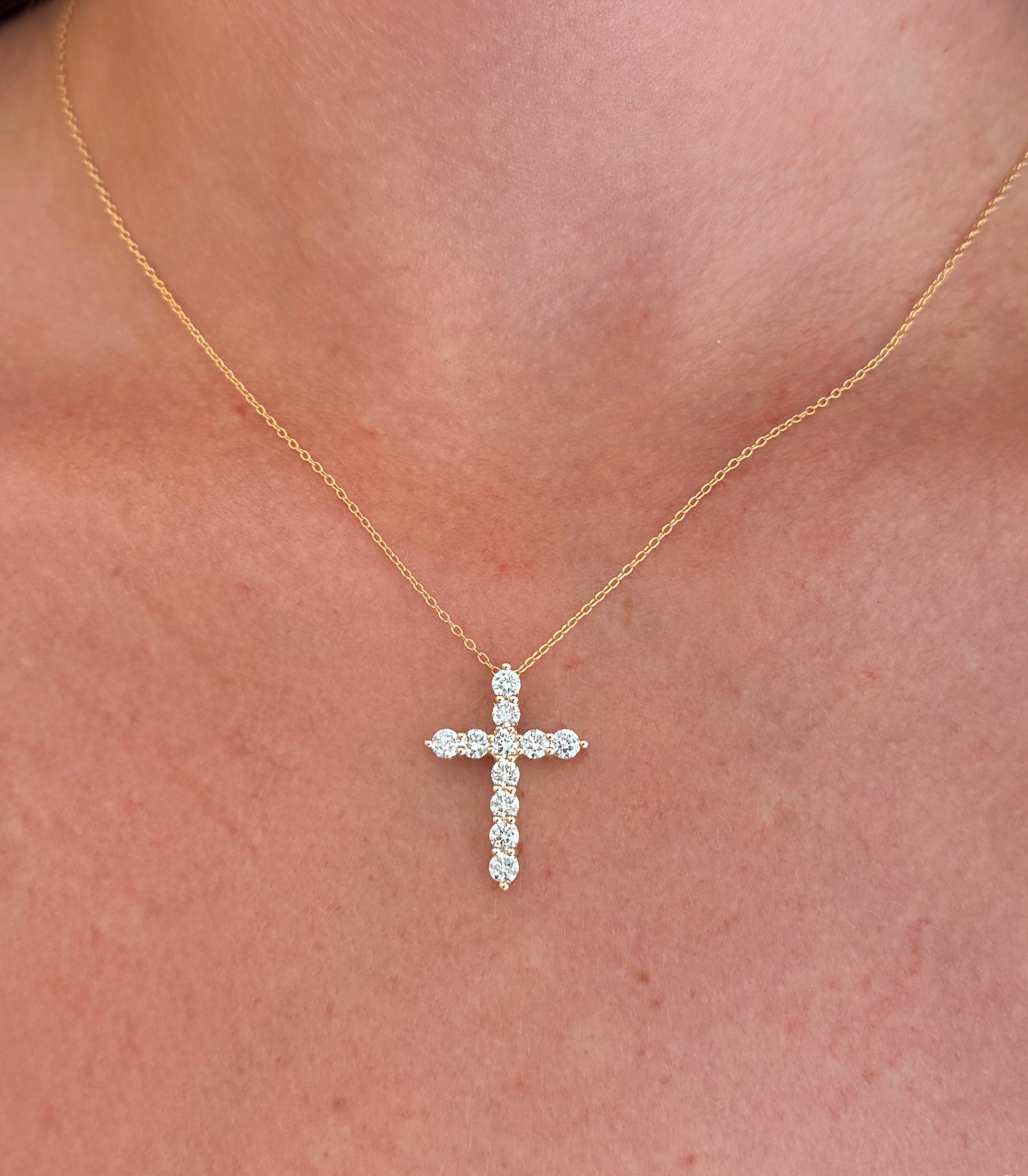 Cross Pendant Necklace - Lab Diamonds