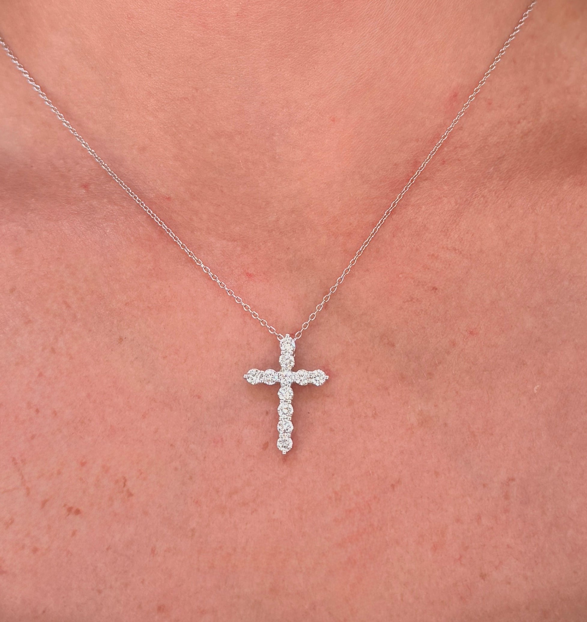 Cross Pendant Necklace - Lab Diamonds