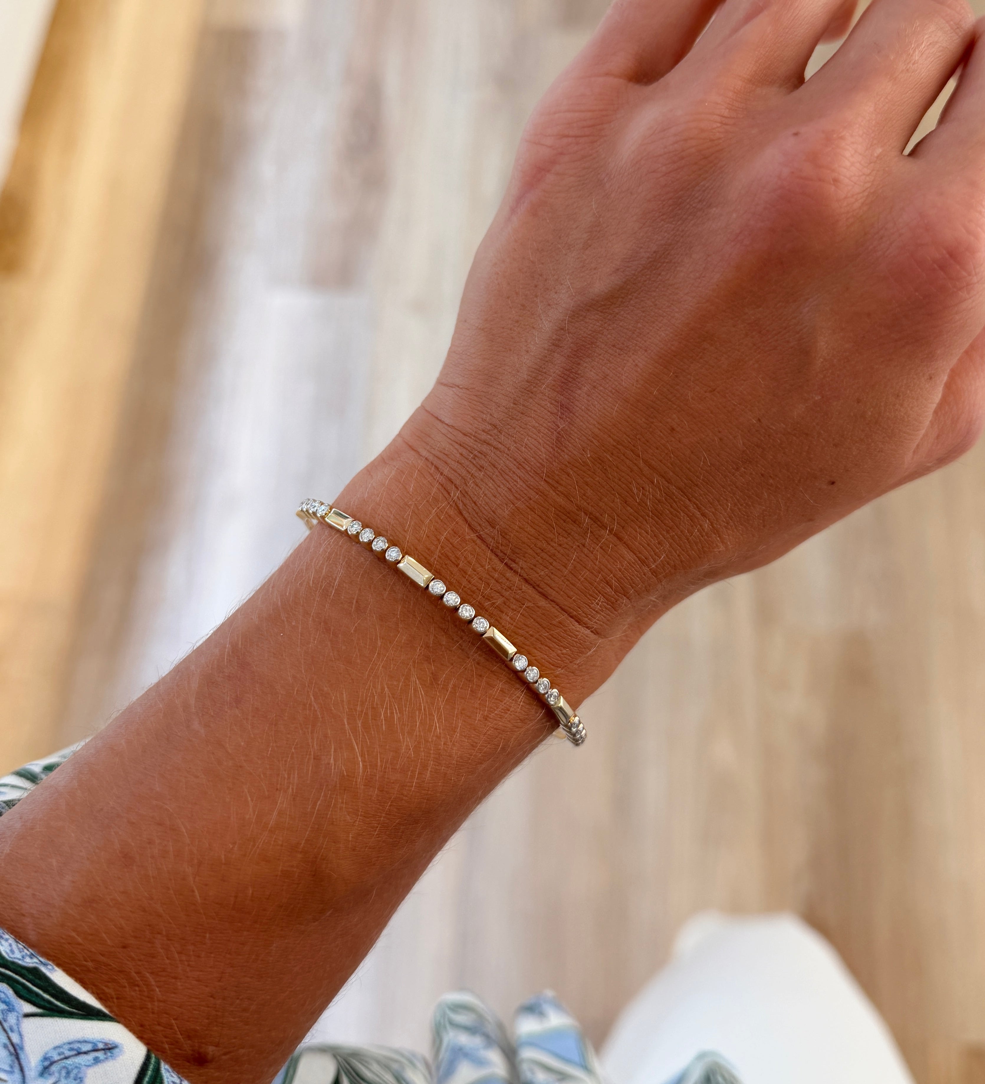 Four Station Diamond Flexi Bangle