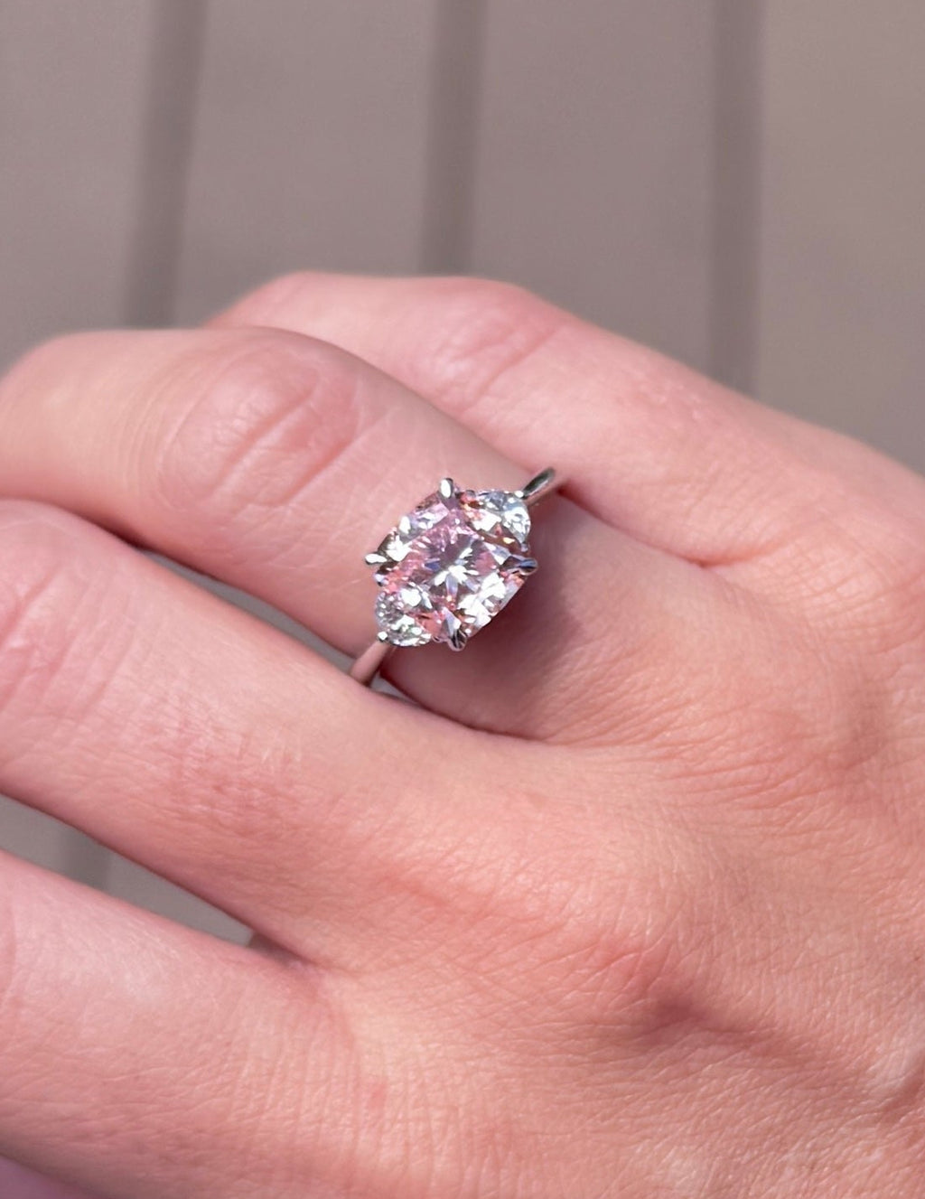 Pink Diamond Cushion Ring with Diamond Accents - IGI Lab Certified