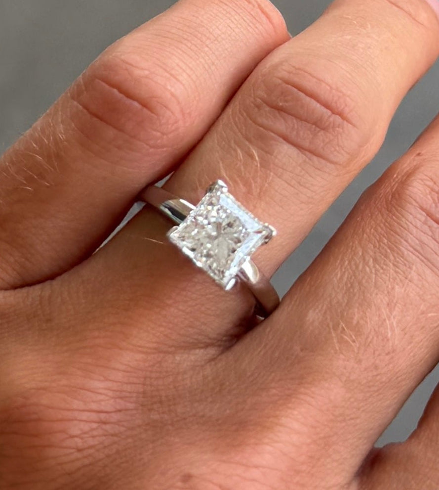 Princess Cut Solitaire Ring - 3ct IGI Certified Lab Grown Diamond