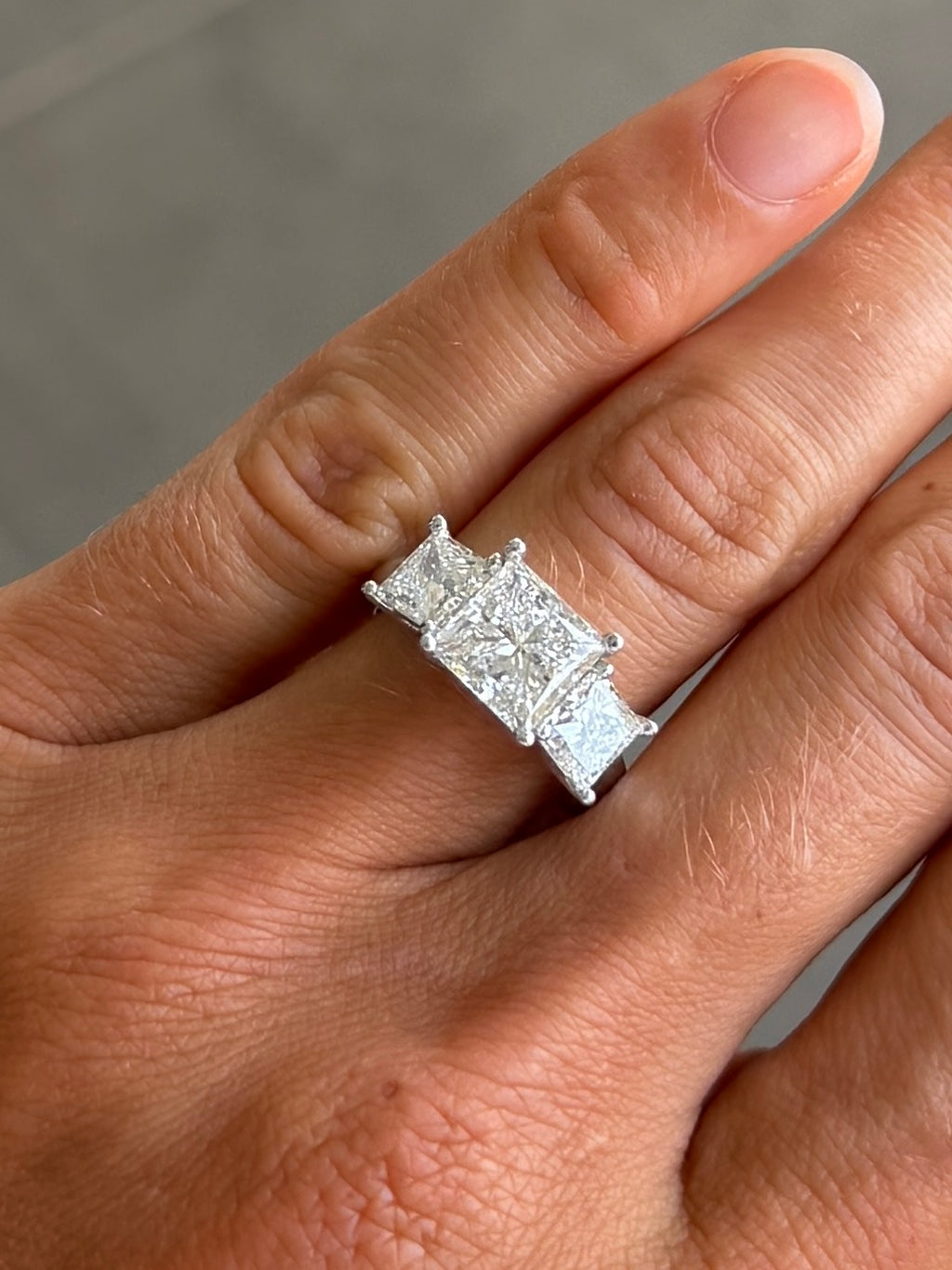 Princess Trio Ring - IGI Lab Diamonds, 14kt White Gold