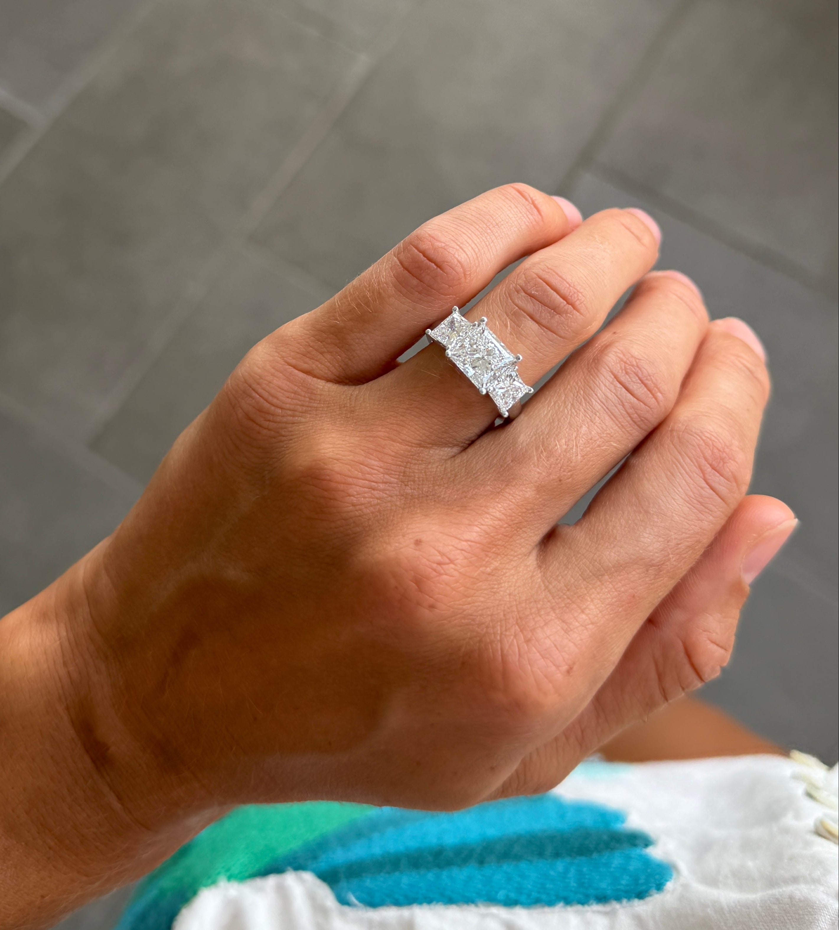 Princess Trio Ring - IGI Lab Diamonds, 14kt White Gold