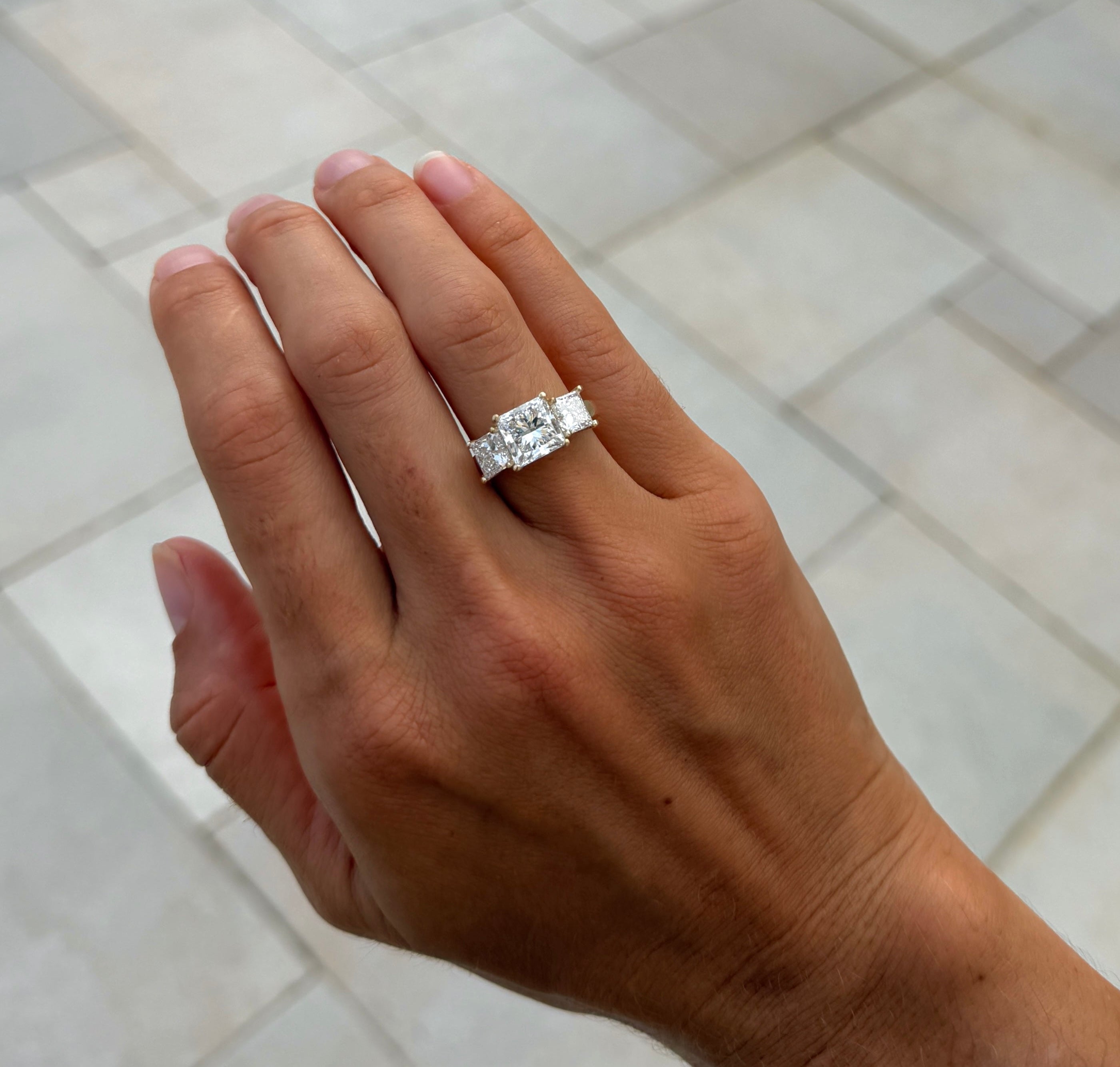 Princess Trio Ring - IGI Lab Diamonds, 14kt Yellow Gold