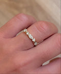 Partial Bezel Alternating Marquise & Round Diamond Ring