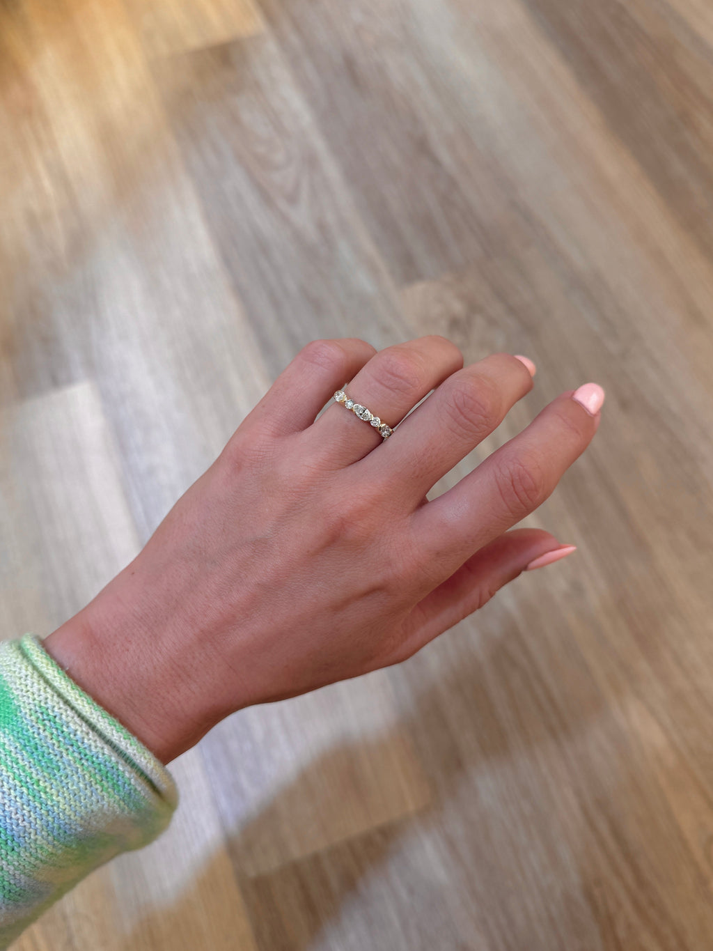 Partial Bezel Alternating Marquise & Round Diamond Ring