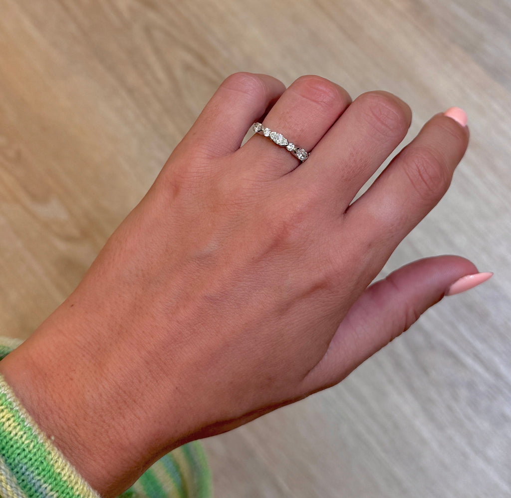 Partial Bezel Alternating Marquise & Round Diamond Ring