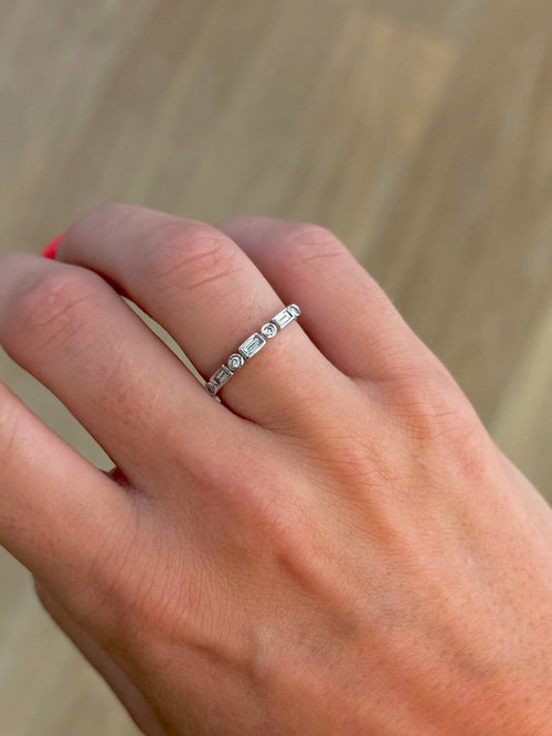 Bezel Baguette & Round Brilliant Half Eternity Band