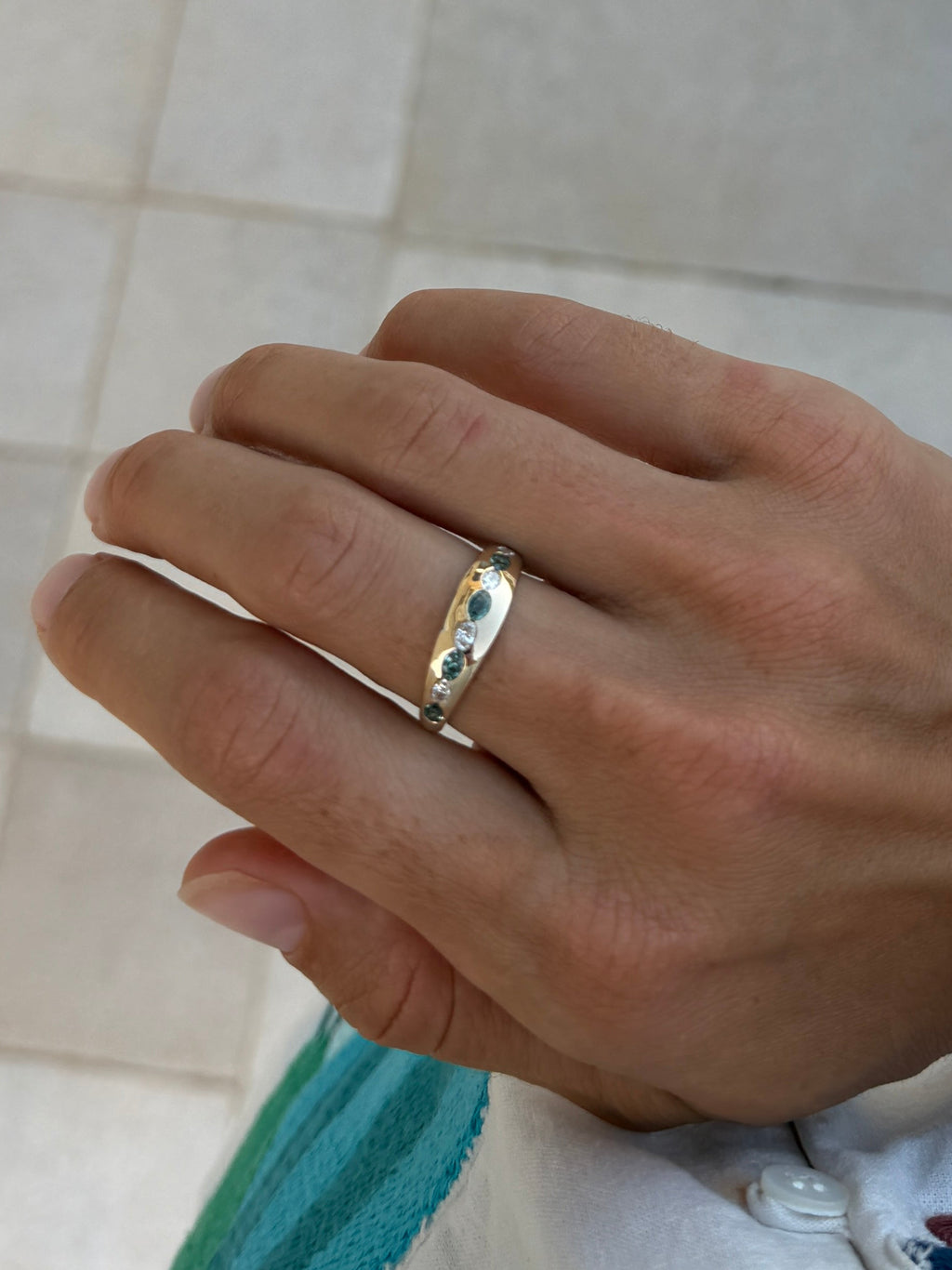 Alexandrite and Diamond Flush Set Band