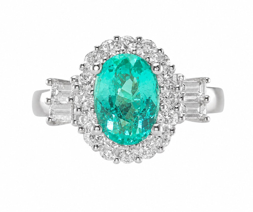 Paraíba Tourmaline Ring with Halo - GIA Certified Natural - 1.94cts