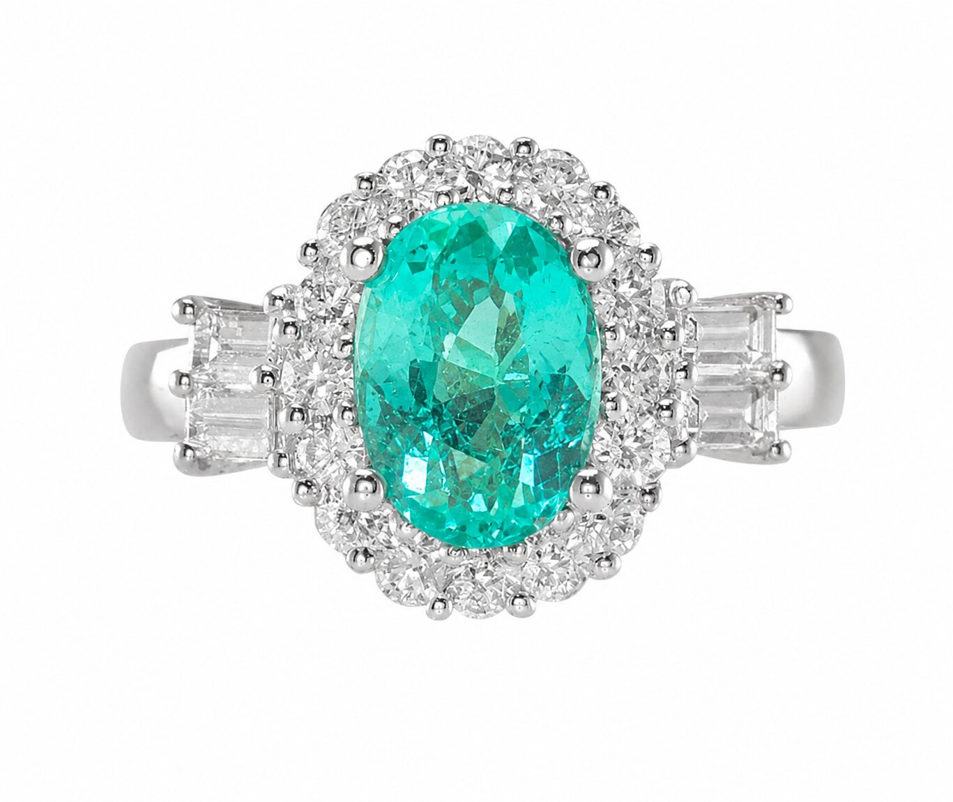 Paraíba Tourmaline Ring with Halo - GIA Certified Natural - 1.94cts