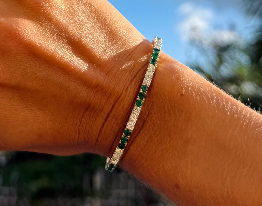 Emerald & Diamond Flexi Bangle