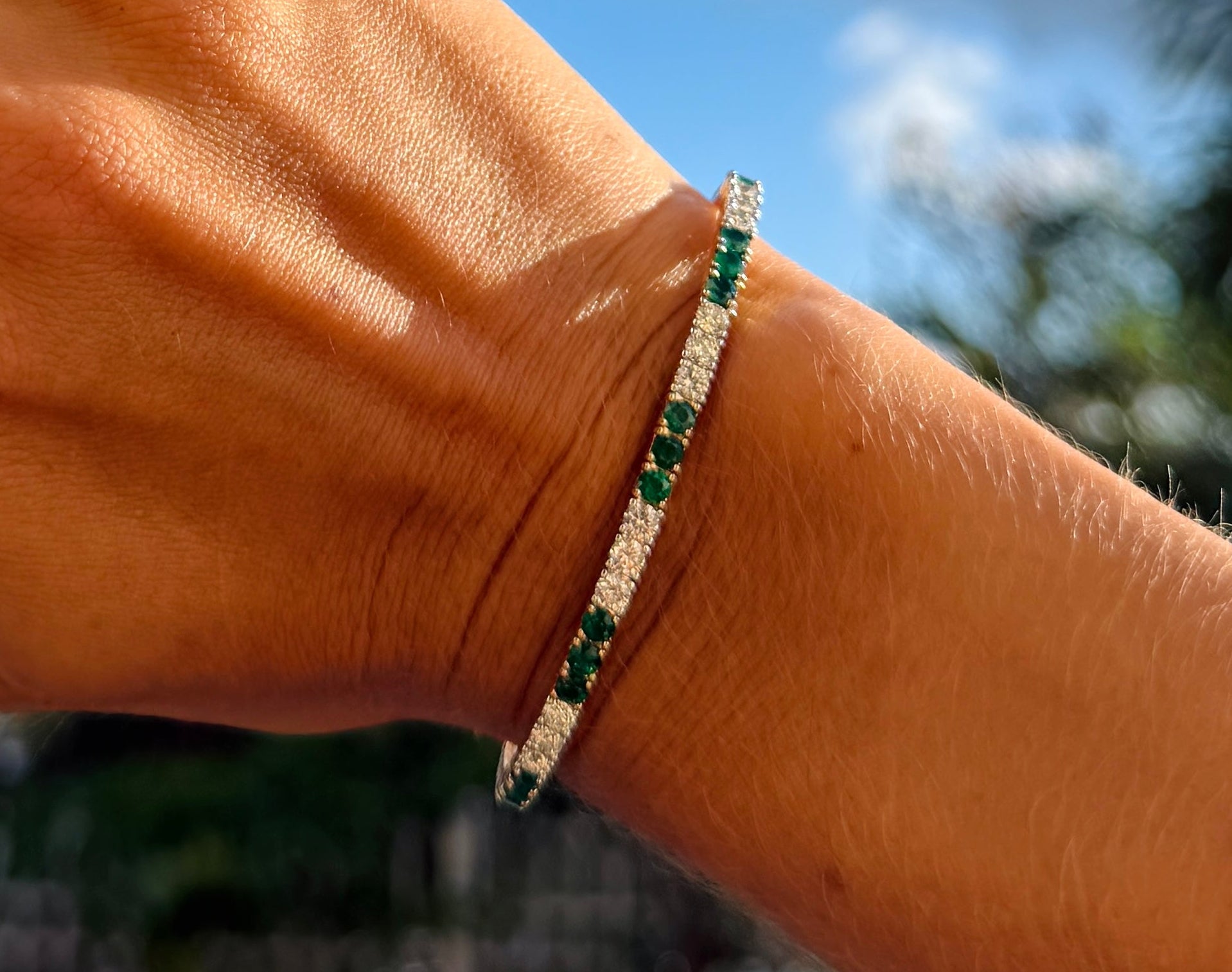 Emerald & Diamond Flexi Bangle