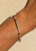 Emerald and Diamond Flexible  Bangle Bracelet with Diamonds
