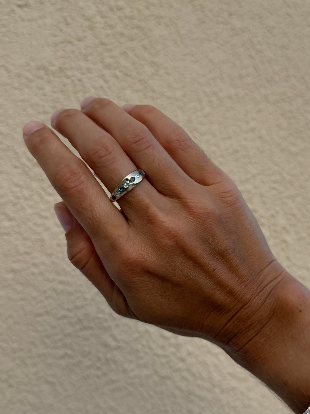 Alexandrite and Diamond Flush Set Band