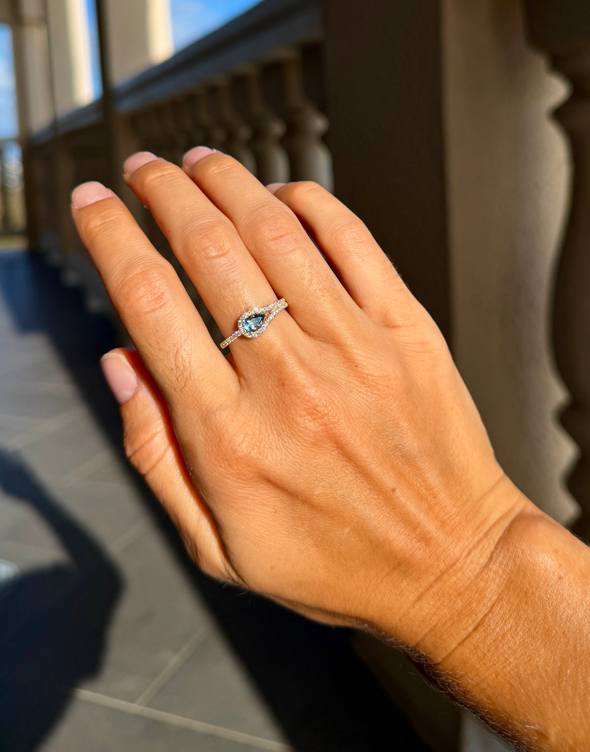 Aquamarine Loop Ring