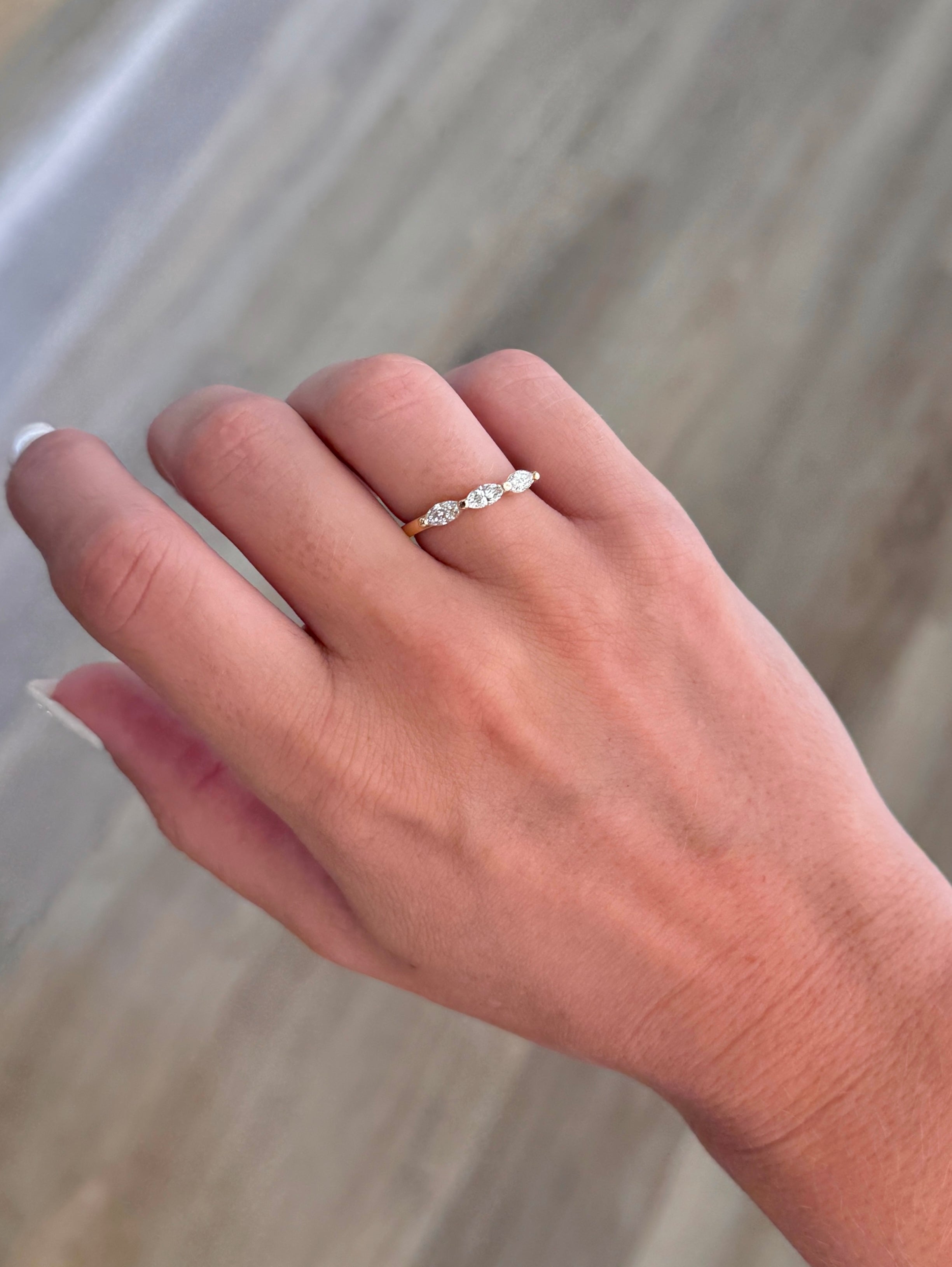East-West Marquise Diamond Trio Ring