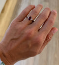 Oval Ruby and Trillion Cut Diamond Ring