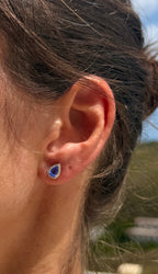 Tanzanite Pear Studs with Diamond Halo