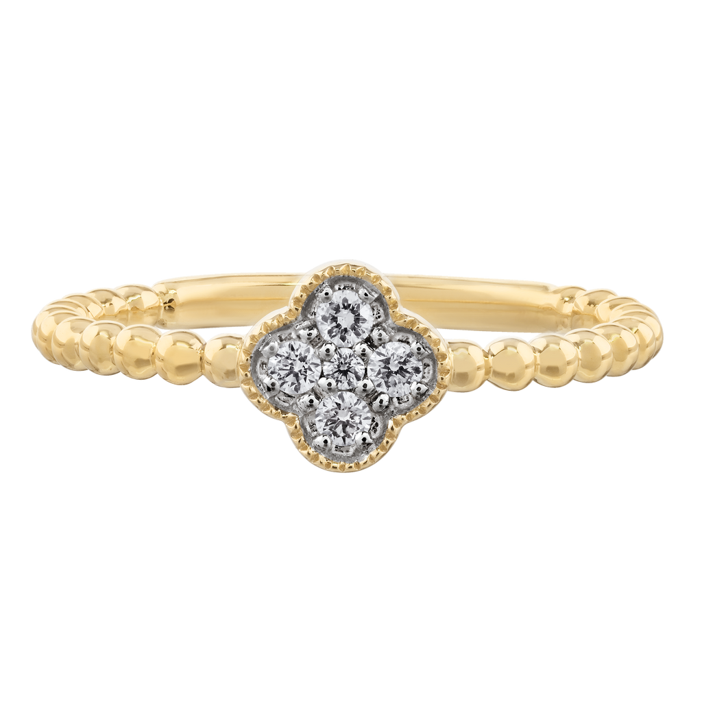 Dainty Clover Diamond Ring