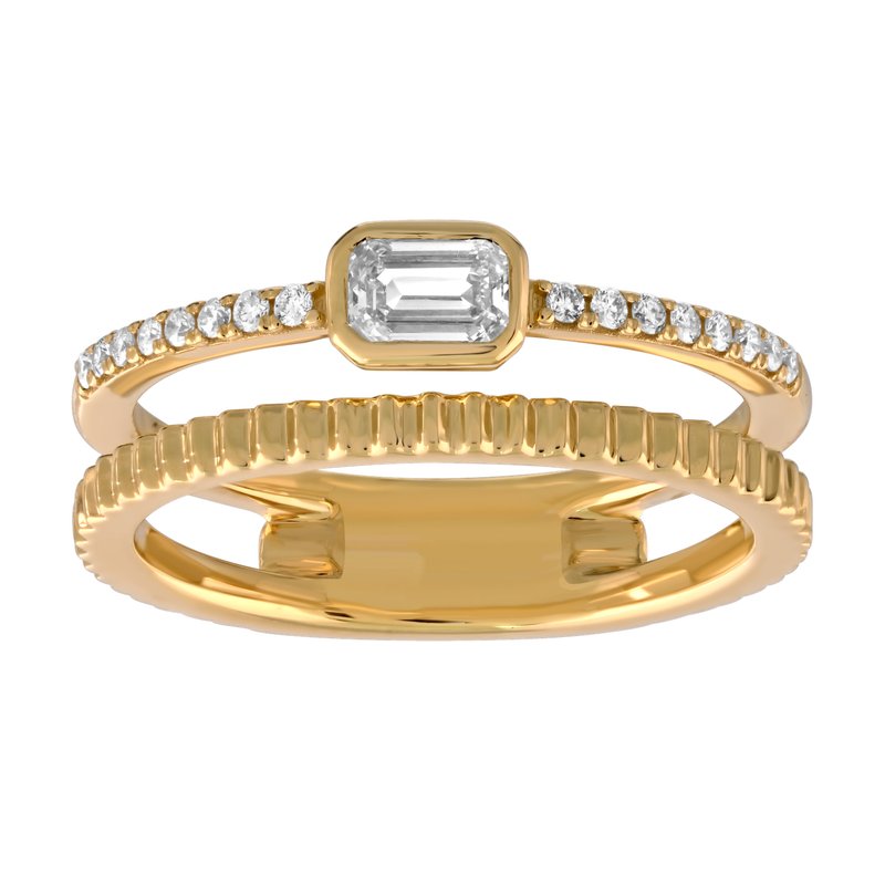 Emerald Cut Diamond Double Banded Ring