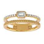 Emerald Cut Diamond Double Banded Ring