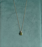 Peridot and Diamond Bezel Pendant Necklace