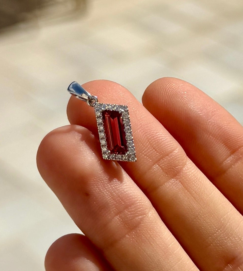Orange Sapphire and Diamond Pendant GIA Certified Natural Unheated Sapphire