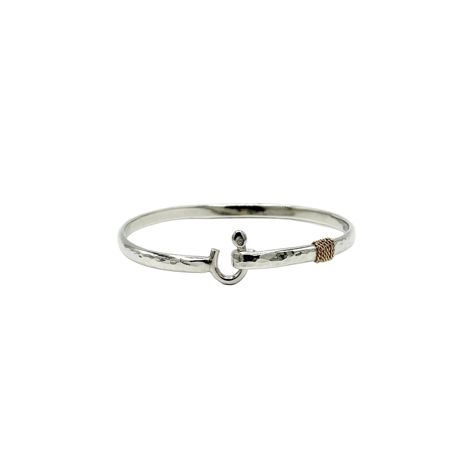 Sterling Silver J Hook Bracelet with 14kt Gold Wrap - 4mm
