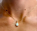 Opal Bezel Set Pendant with Diamond Accents- PREORDER
