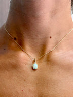 Opal Bezel Set Pendant with Diamond Accents- PREORDER