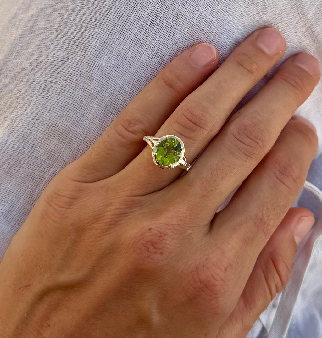 Peridot & Diamond Ring - PREORDER