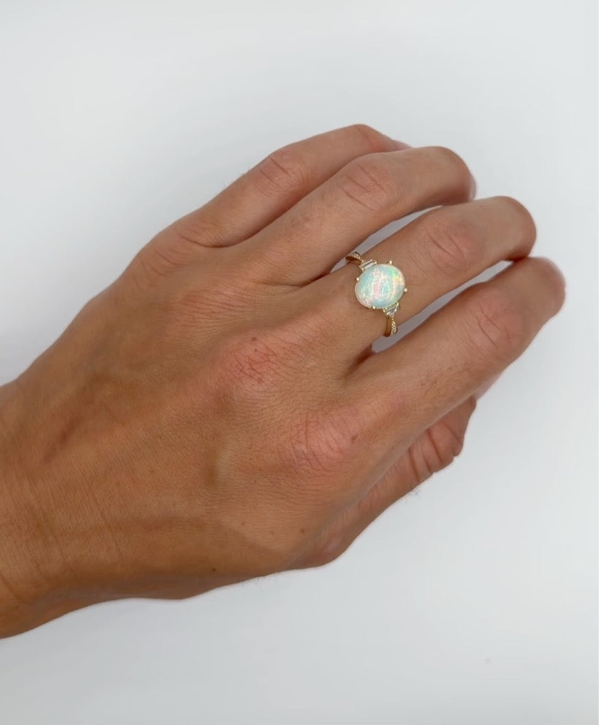 Opal Cocktail Ring with Baguettes