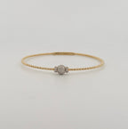 Beaded Flexible Bangle Bracelet with Pavé Diamond Sphere