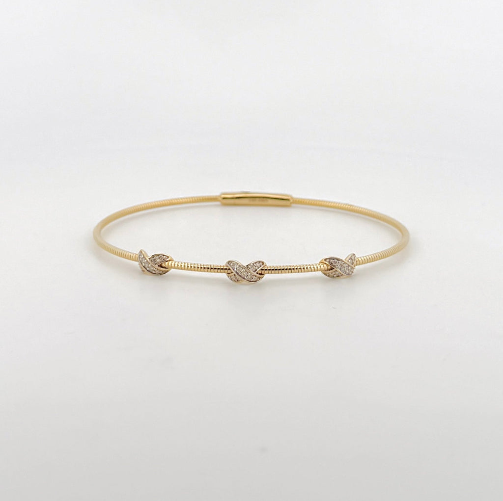 Pavé Diamond Triple Knot Station Flexible Bangle Bracelet